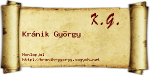 Kránik György névjegykártya