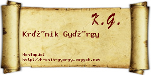 Kránik György névjegykártya